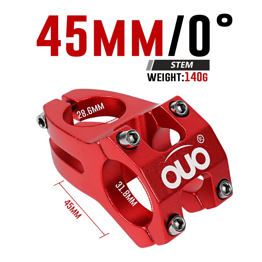 OUO krótki mostek rowerowy 31.8x4 5mm wspornik kierownicy rowerowej MTB moc pręt aluminiowy pion Bicycl accesori części robić roweru górskiego: 31.8x45mm czerwony