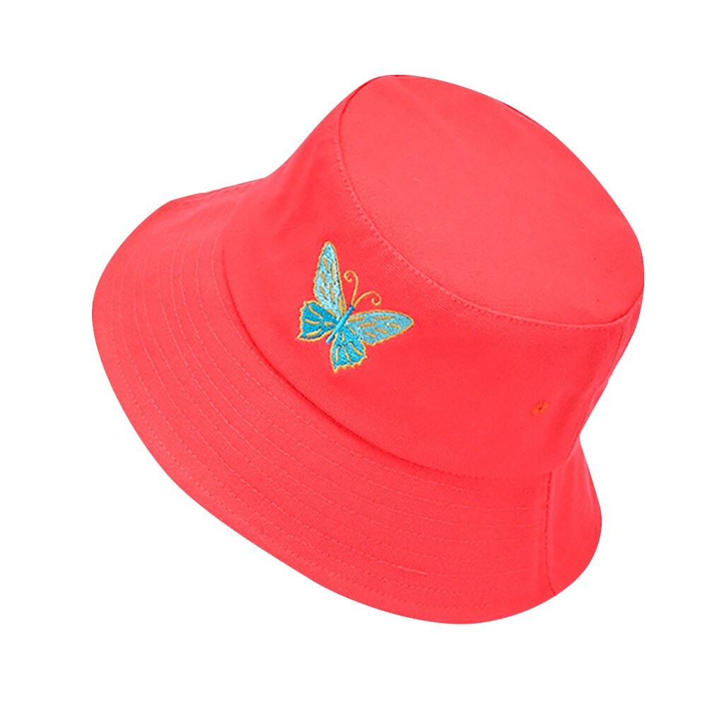 Vrouwen Vlinder Borduurwerk Opvouwbare Anti-Zonnebrand Emmer Zonnehoed Cap Eenvoudige Ins Netto Rode Dezelfde Stijl Multicolor Visser hoed