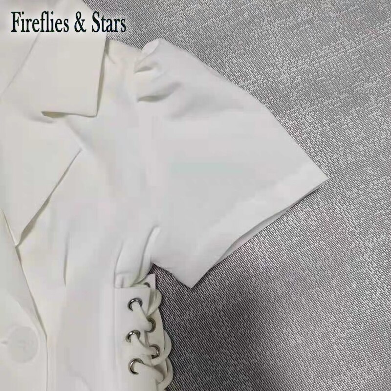 Costume d&#39;été pour filles, veste pour bébé, manteau, Blazer blanc, vêtements pour enfants, laçage à la taille, manches fines et douces plissées, pour enfants de 2 à 8 ans