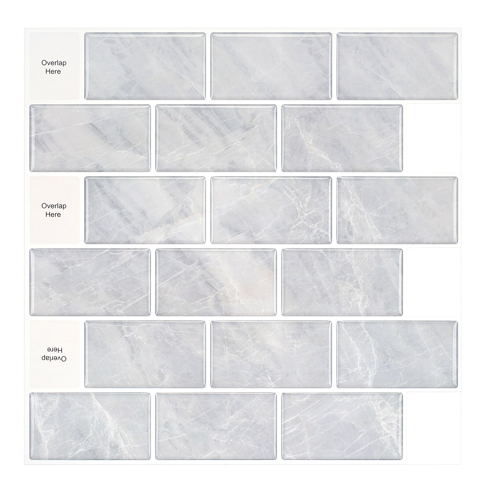 Morcart Peel En Stick Tegels Home Decor Zelfklevende Tegel Stickers 3d Muursticker Wit Behang Voor Keuken Badkamer Kamer: MT1027-1PCS