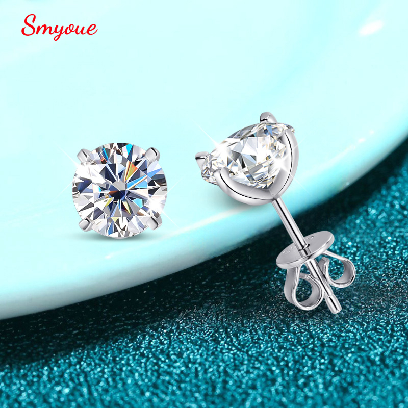 Smyoue Elke 0,2-2CT GRA-gecertificeerde Moissanite-oorknopjes voor dames 4-klauw sprankelende bruiloftssieraden Sterling zilver S925