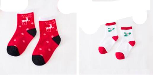 2Pair Cotton Spring Winter Autumn Baby Boys Girls Kids Socks Children Striped Terry Snowflake Elk Santa Claus Christmas socks: 2 / 19cm