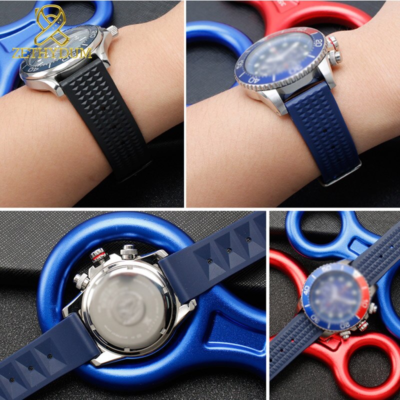 Siliconen Rubber Horloge Band 20Mm 22Mm Horlogeband Voor S-Eiko SRP777J1 Horloge Band Duiken Waterdichte Armband Blauw kleur