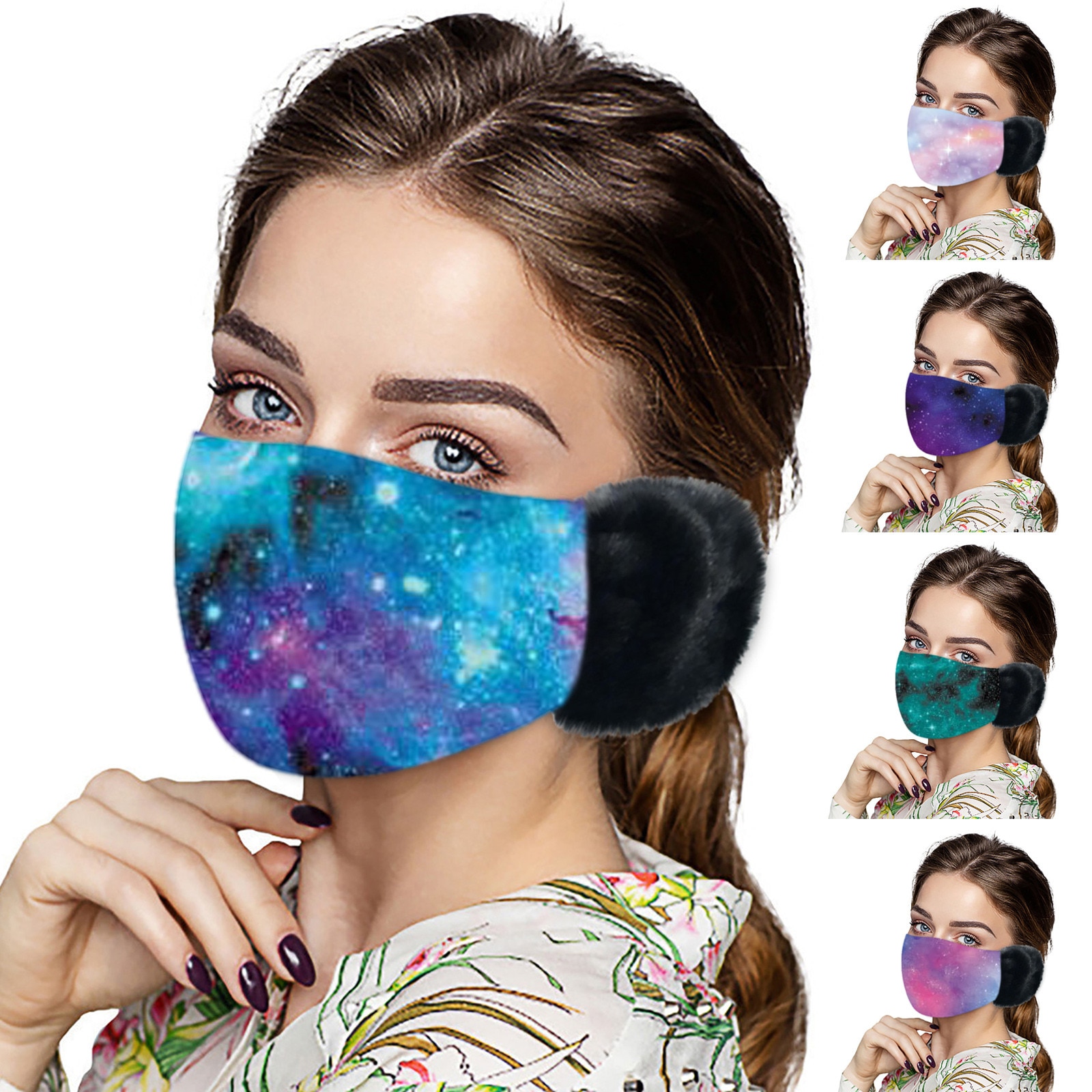 1Pcs Stofkap Universele Tie-Geverfd Prints Smog-Wasbaar Masker Voor Volwassenen In Europa En Amerika omfortable En Zachte