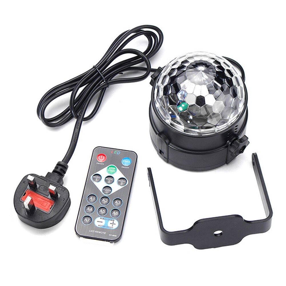 Bola de discoteca giratoria UV, luz estroboscópica de 3W RGB, luces de escenario para Navidad, hogar, KTV, Navidad, boda y espectáculo: UK Plug