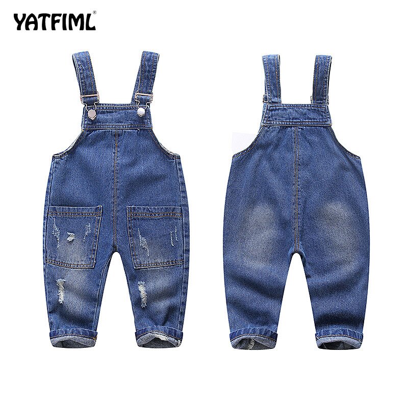 YATFIML Spring Autumn denim overall for babies overall for little girls boys Pocket JEANS COMBINES FOR CHILDREN 0-3T