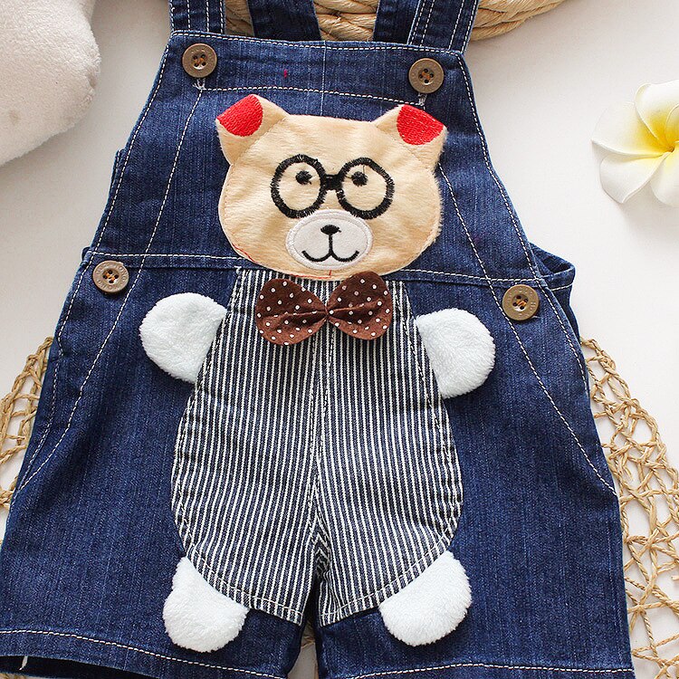 DIIMUU 1-3Y Summer Child Boys Short Pants Denim Clothes Infants Baby Boy Short Overalls Casual Cartoon Print Clothing