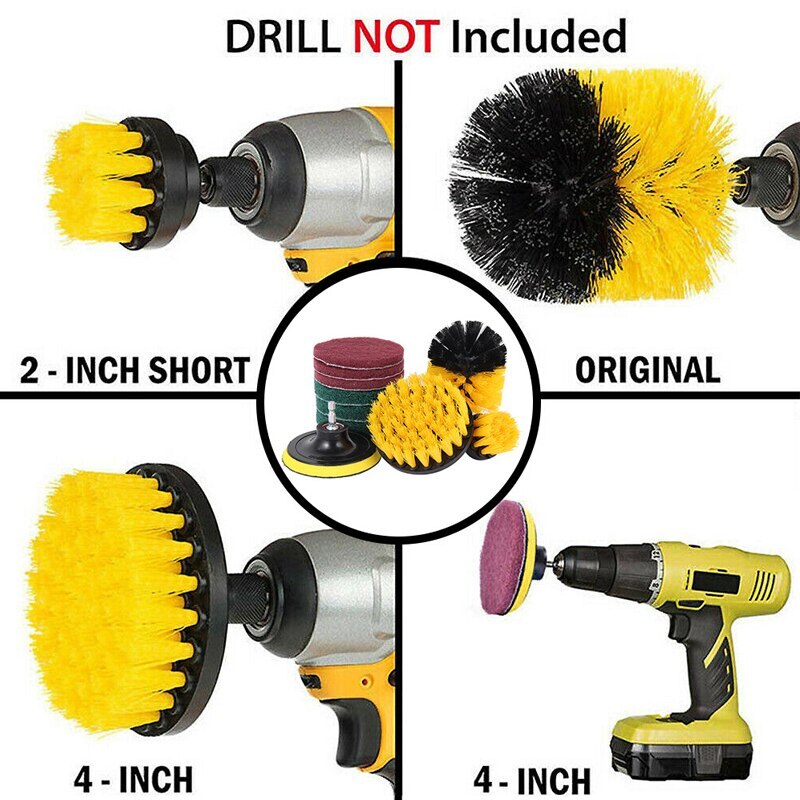 10/13Pcs Elektrische Boor Borstel Scrub Pads Kit Boor Borstel Bijlagen Set Tegel Scrubber Schuursponsjes Huishoudelijke Schoonmaakmiddelen tool