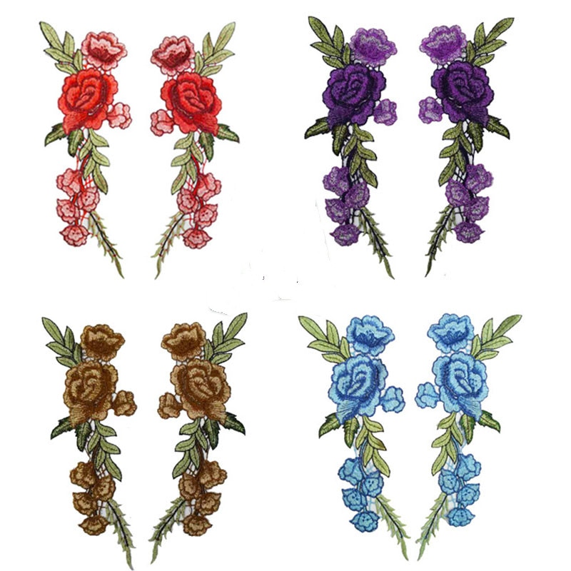 Diy Kleding Patch 1Pc/2Pcs Voor Jeans Badges Zak Naaien Borduren Ambachten Sticker Rose Bloem kleding Accessoires Applique