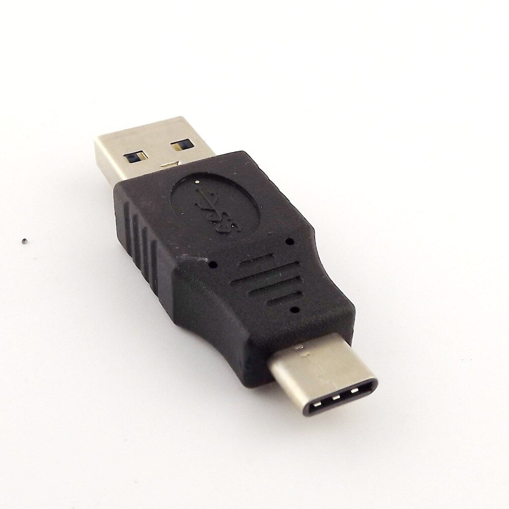 1x USB 3.0 A Male to USB 3.1 Type C Male Plug Sync Data Power Supply Male to Male Adapter Converter Black