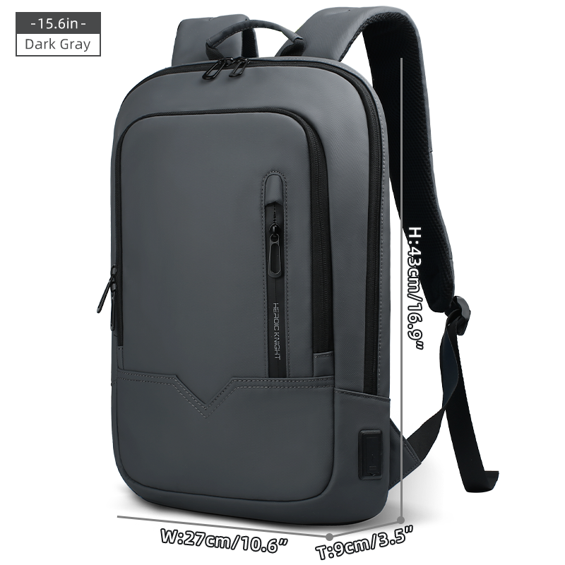 Mochila de trabajo para ordenador portátil Heroic Knight, mochila delgada impermeable multifuncional de 15,6 "17", mochila de viaje de negocios, bolso escolar de para hombre: Gris oscuro