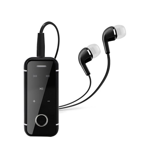 DAONO i6s Bluetooth Earphone Wireless Handsfree Earbuds Headset with Microphone Calls Voice Remind Wear Clip Driver: Black