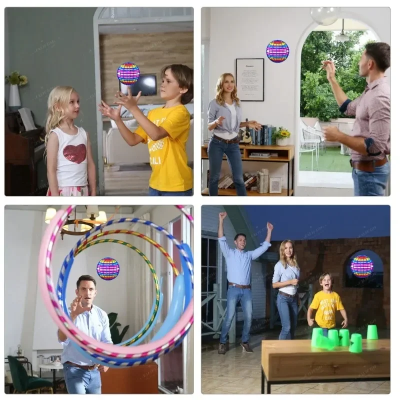 Globo cosmico LED a colori controllato a mano per bambini Flying Ball 360 ° Sfera di sospensione rotante adatta per giocattoli da interni ed esterni