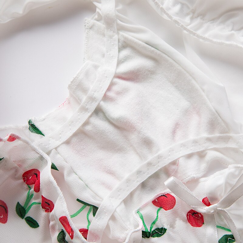 Culotte japonaise en soie glacée, produit, imprimé fraise, grand nœud, Triangle, en mousseline transparente, pour dames