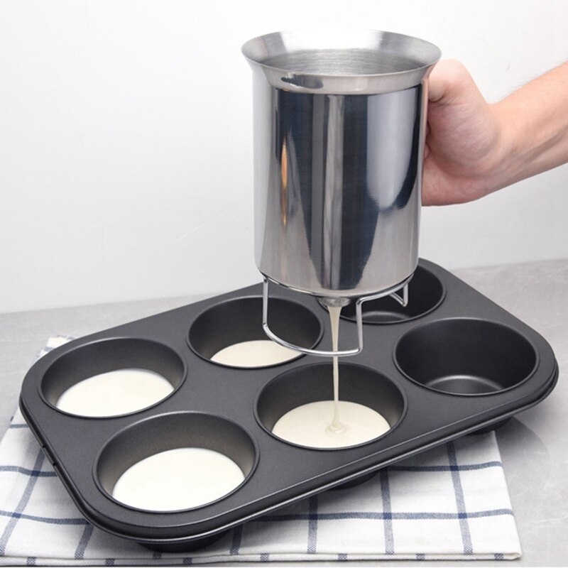 Handheld Pancake Batter Dispenser Zonder Deksel Roestvrij Staal Professionele Beslag Trechter Keuken Tool Voor Bakken Cake Cupcakes