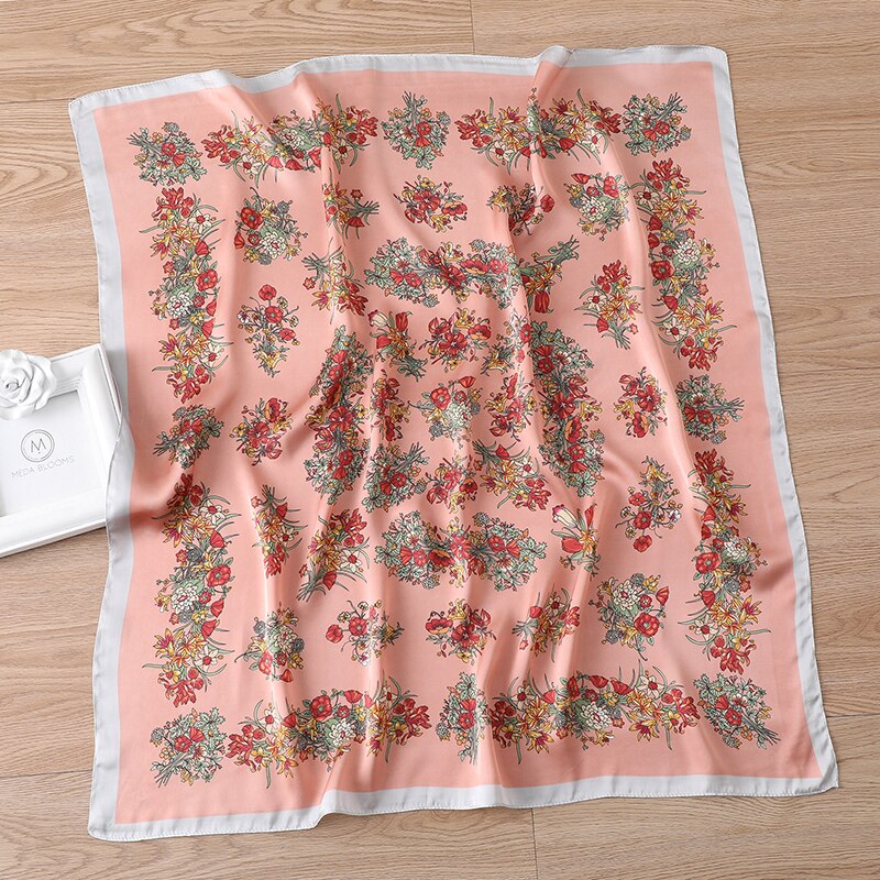 Sommer silketørklæde dame hår firkantede tørklæder kvinder bandana luksus mærke print hovedtørklæde sjal wraps