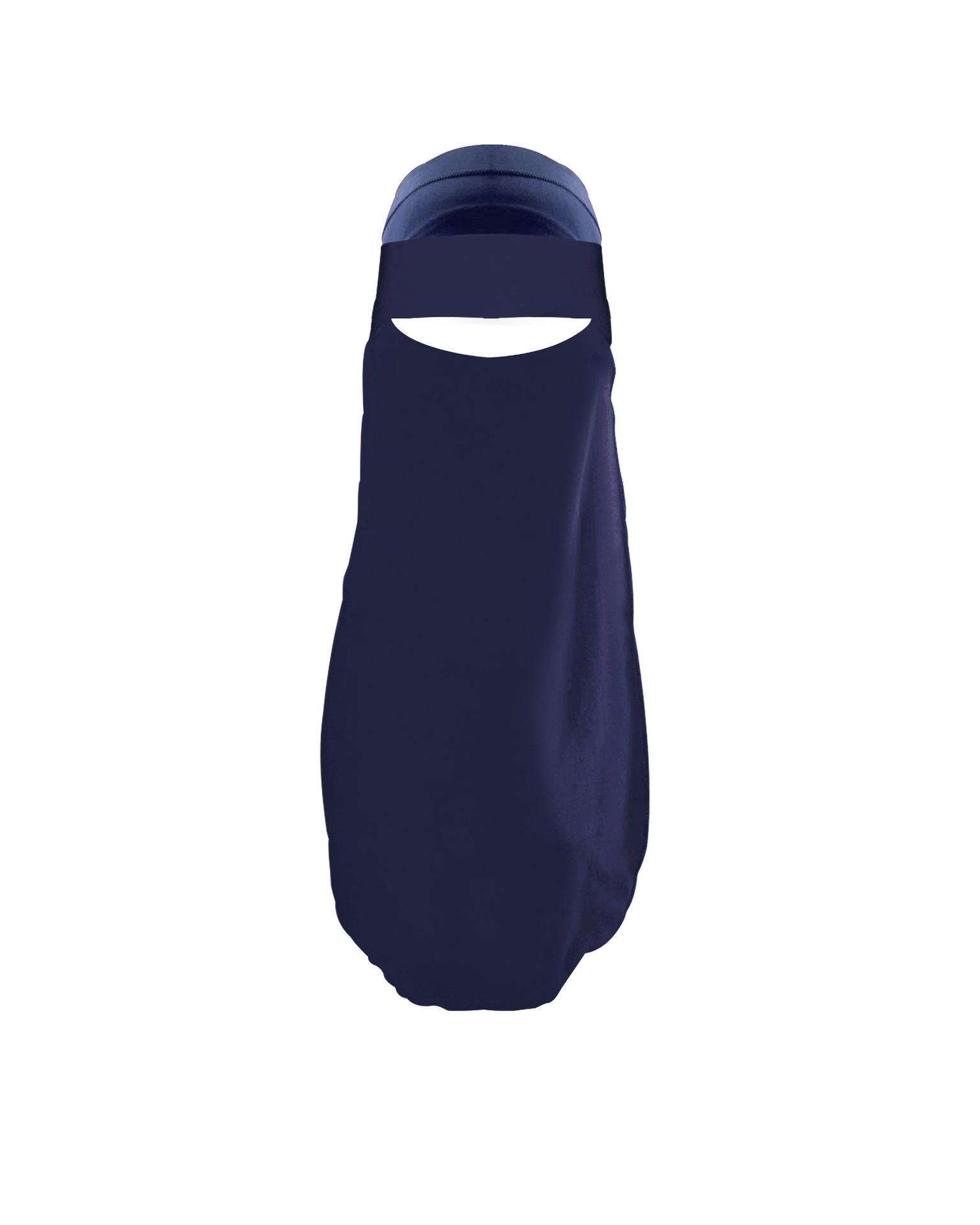 Niqab muslimska kvinnor burka överliggande slöja hijab ansiktsskydd islam burka blygsam klädsel enkellager i ett stycke ramadan mellanöstern: Mörkblå