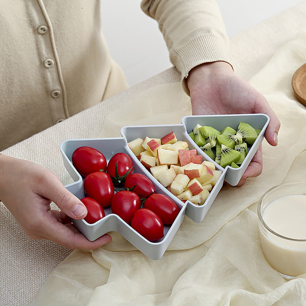 Assiettes en plastique noël bonbons noix graines Fruits | Forme créative de l'arbre de noël Snacks noix graines Fruits secs, plats bol plateau à déjeuner fournitures de cuisine de noël