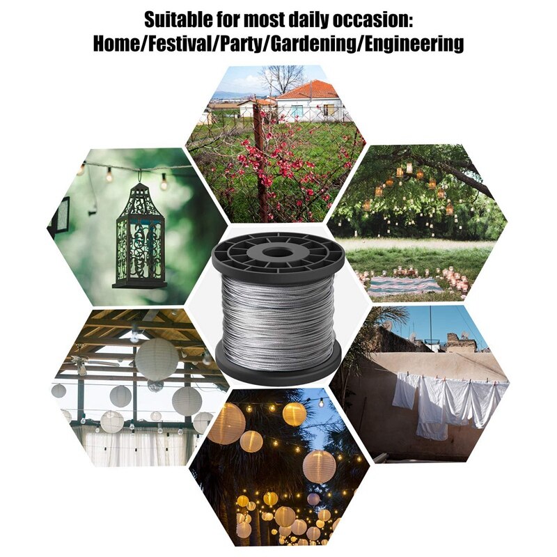 SV-100M Lengte 1/16 Draad Kabel, 7X7 Strand Core, 368lbs/167Kg Breeksterkte Met 100 Pcs Krimpen Klemmen Loop Mouw