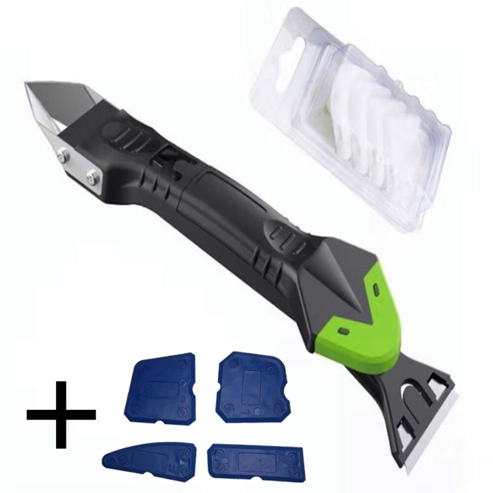 Grattoir à colle 5 en 1, lame en métal, verre, colle, plastique, pelle à colle, beauté: green set