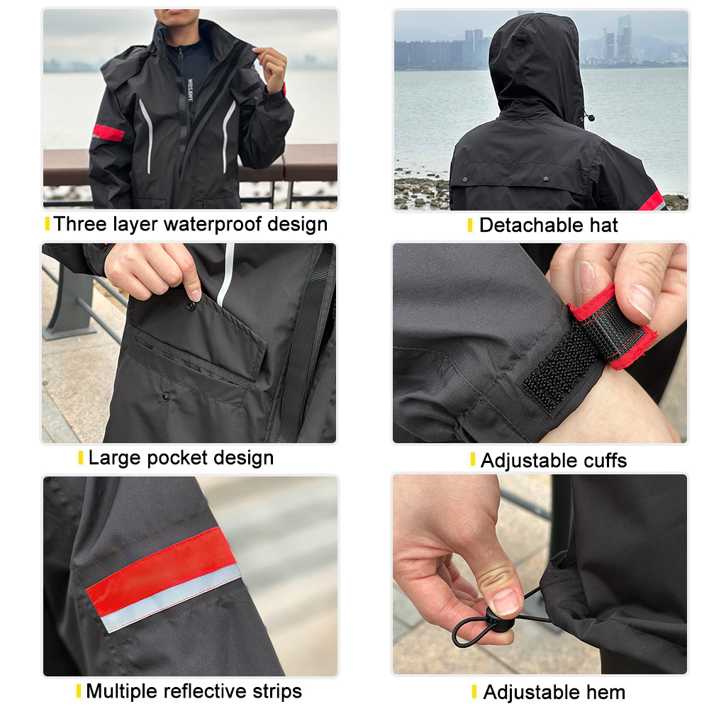 WOSAWE Motocicleta Impermeável Impermeável Masculina Impermeável Terno De Motocross Motocicleta Chuva Jacket Split Chuva Pano
