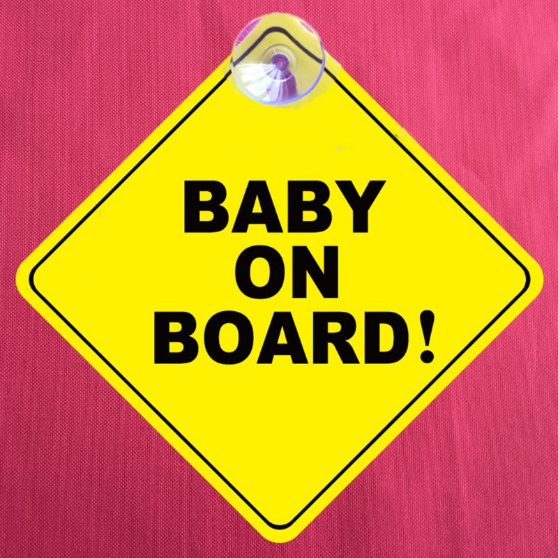 BABY ON BOARD Stroller Safety Car Window Sticker Yellow Reflective Warning Sign