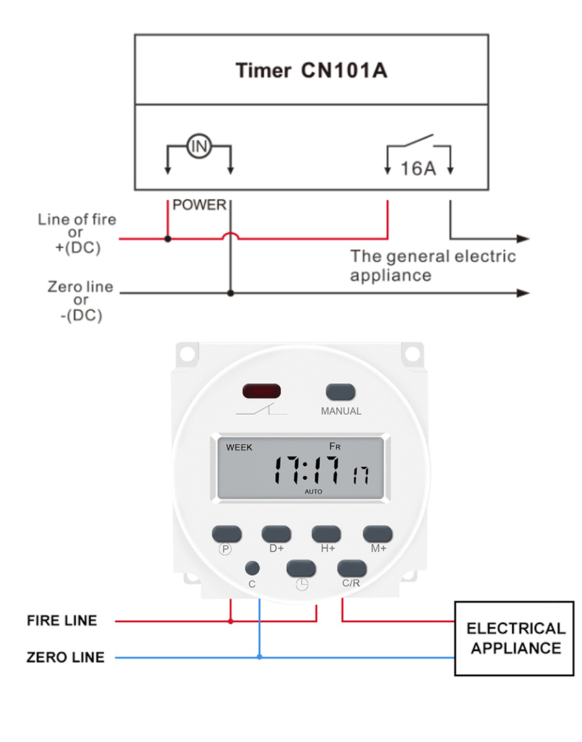 GTHURCS 220V 110V 24V 12V CN101A minuterie interrupteur numérique LCD minuterie de puissance Programmable minuterie relais 16A CN101