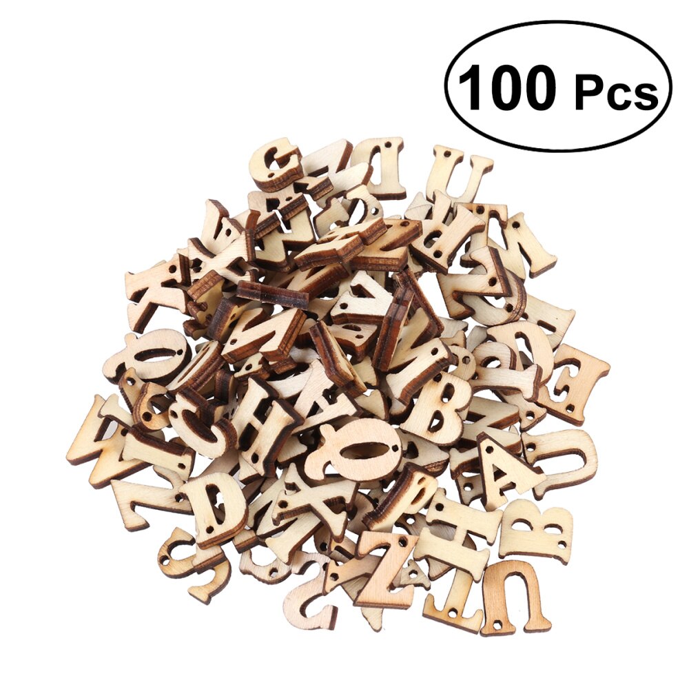 50/100PCS Unfinished Wooden Capital Letters Alphabet Wood Cutout Discs Assorted Styles For Patchwork Scrapbooking Arts Crafts: As Shown 3