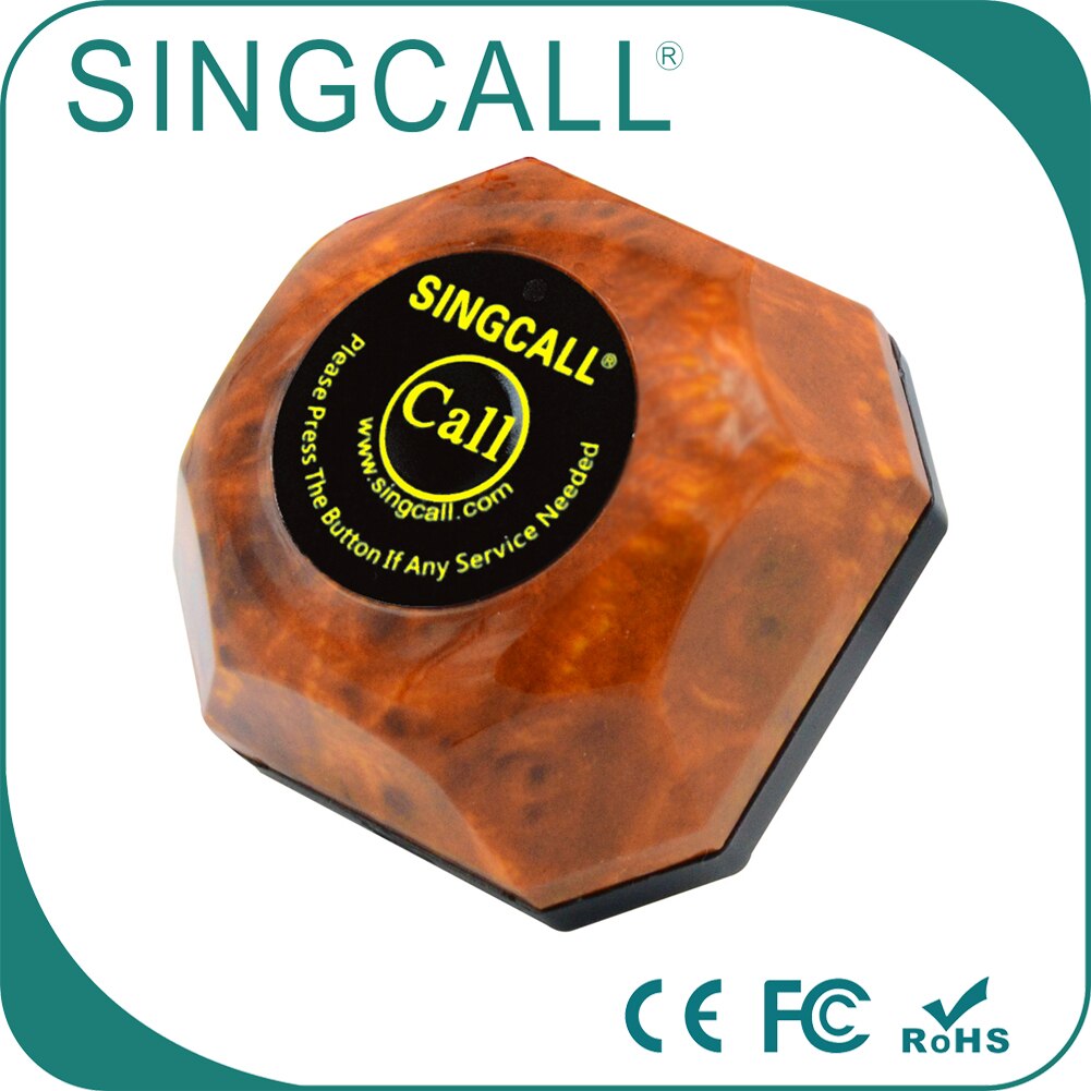 SINGCALL Restaurant Wireless Calling System Pager, Hamburger Pager, Service Caller APE560 Wood Pager
