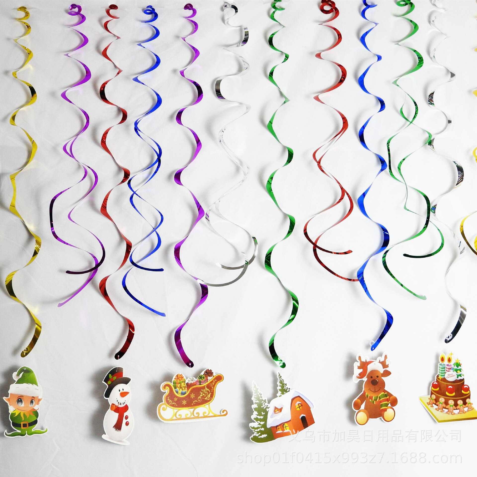 Christmas Theme Birthday Party Decorative Supplies PVC Spiral Hanging Decoration 4S Shop Kindergarten Ceiling Plastic Garland