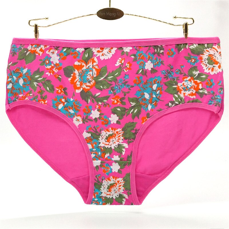 4pcs/lot 2XL/3XL/4XL plus size briefs women underwear Flower print ladies panties large size women's cotton 89245