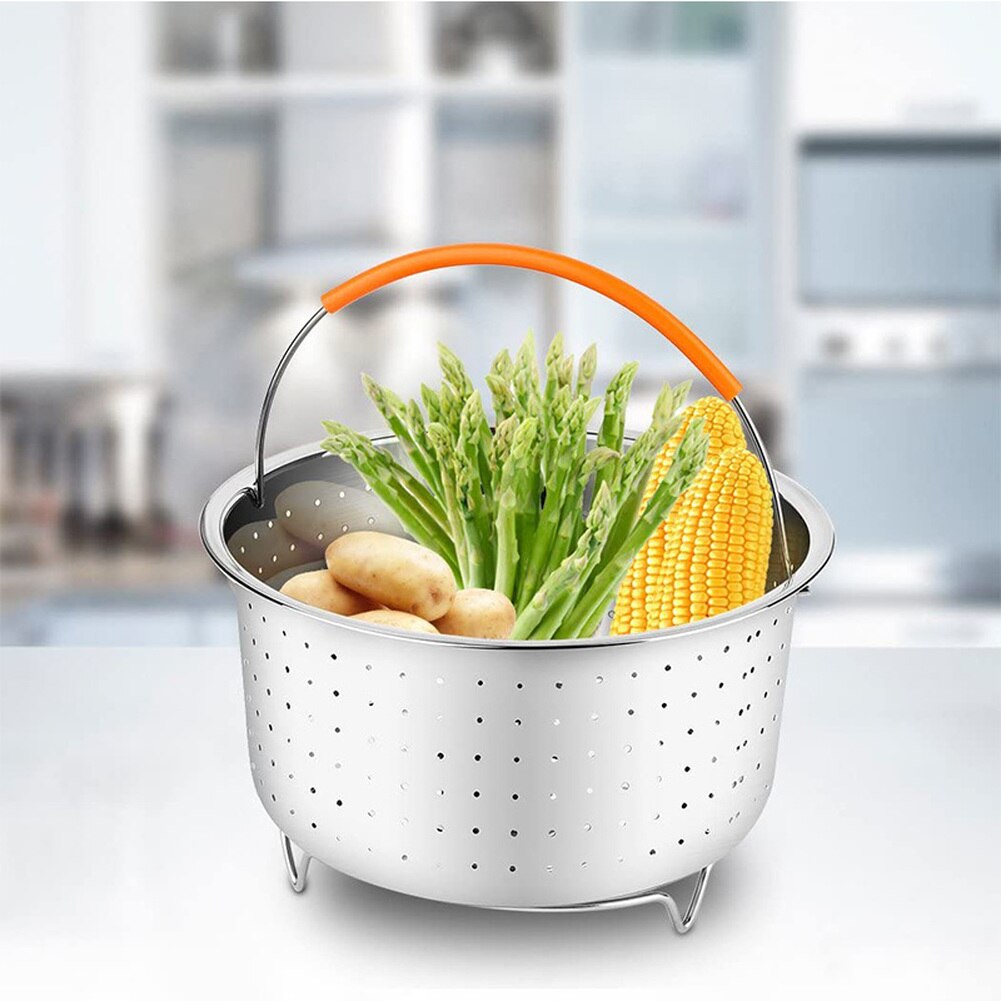 Canasta de vapor para cocinar arroz de acero inoxidable 304, 3/6/8 Quart, olla a presión, vaporizador, cesta multiusos para limpiar frutas