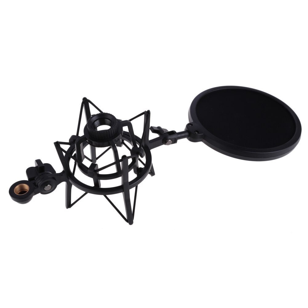 Mikrofon mic shock mount med pop shield filter skærm