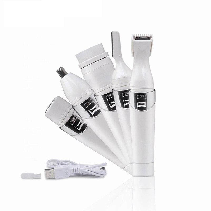5 in 1 Womens Electric Razor Painless IPX4 Waterproof Bikini Trimmer Facial Brush Nose Trimmer Eyebrow Trimmer Body Shaver