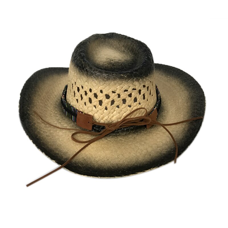 Yy korkealaatuinen härkä western cowboy miehille kesä aurinkolippa hattu ontto leveälierinen jazz olki panama naisten rantalaki  cm19028