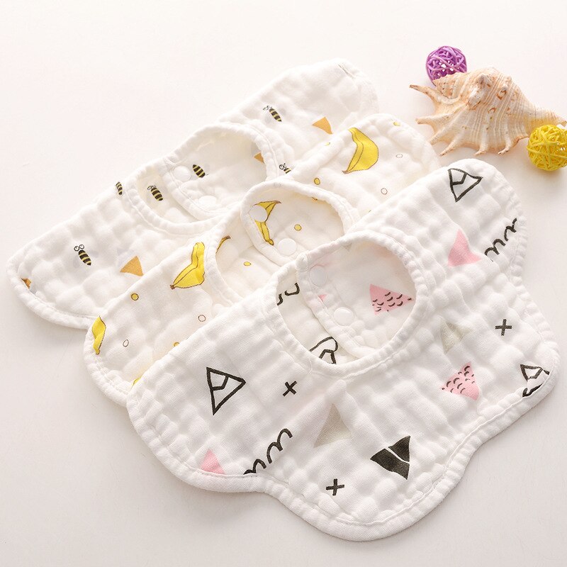 Enfants pétales bavoirs rotatifs huit couches mousseline coton infantile salive bavoirs alimentation soins poche de riz mignon bébé bavoirs serviettes