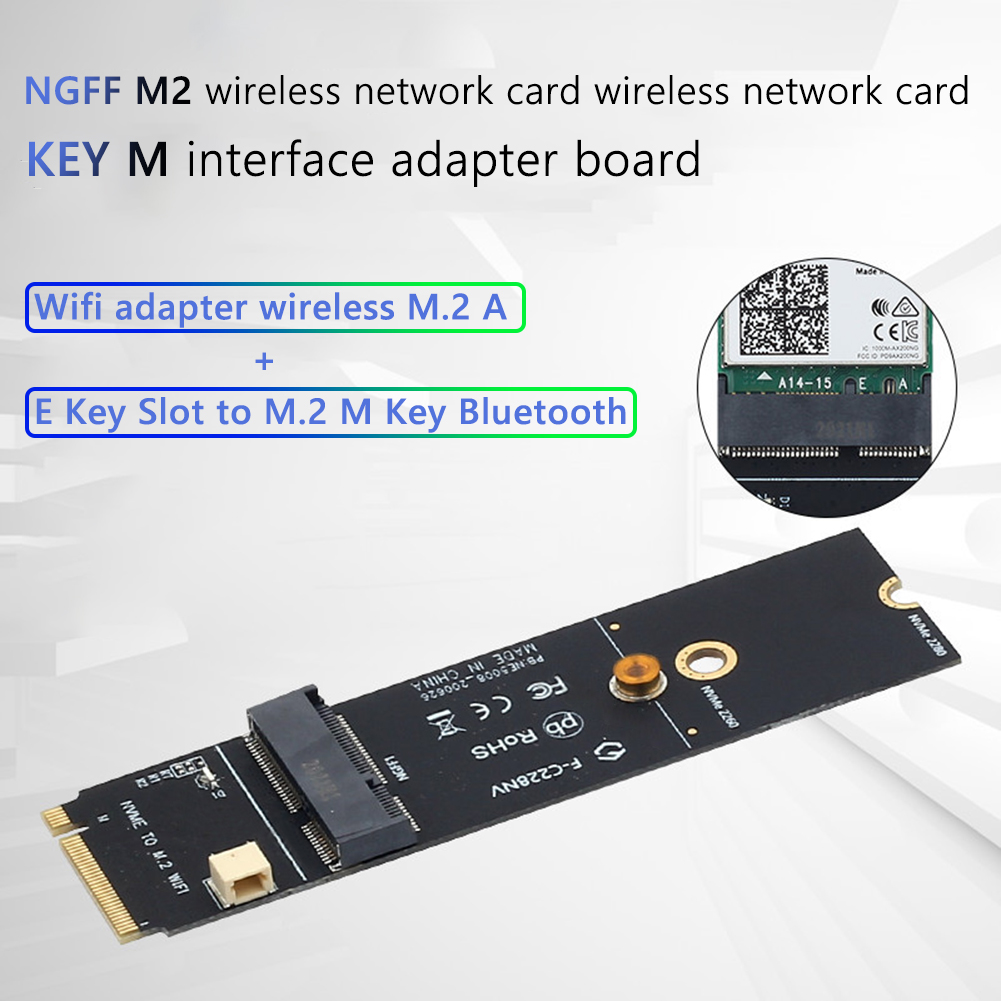 M.2 M Key to NGFF A + E Key Slot PCIe WiFi Card Adapter for Intel AX200 9260AC Wireless PC Converter Accessories