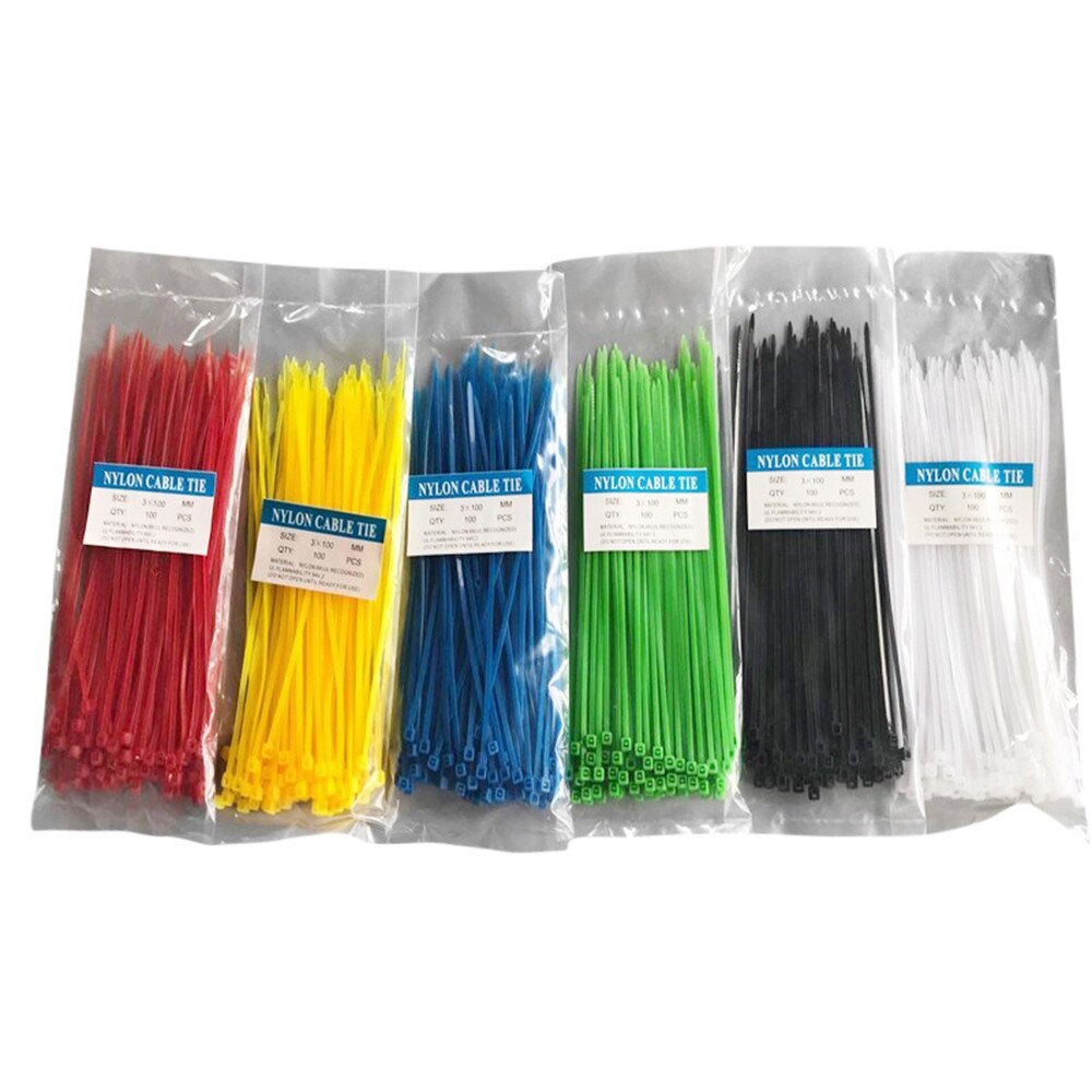 100 Stuks Kabelbinders 6 Kleuren 3Mm X 100Mm Zelfborgende Nylon Draad Kabel Zip Ties Black blauw Geel Organiser Groen Fasten Kabel