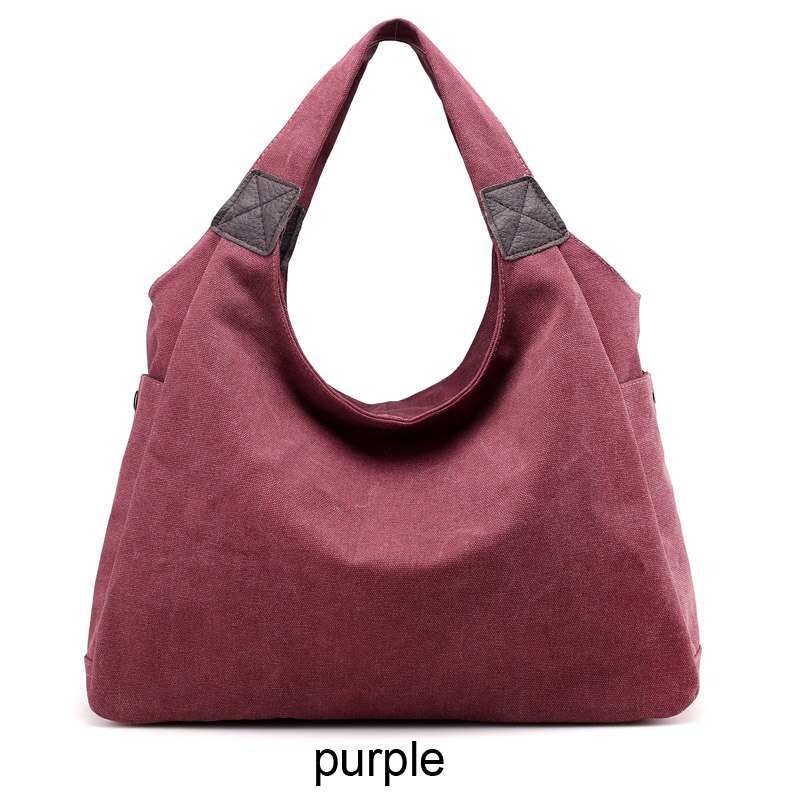 Piler grote tassen dames hobo canvas rits dames handtas handtassen merken casual schoudertas dames shopper handtassen tas: Paars / Klein