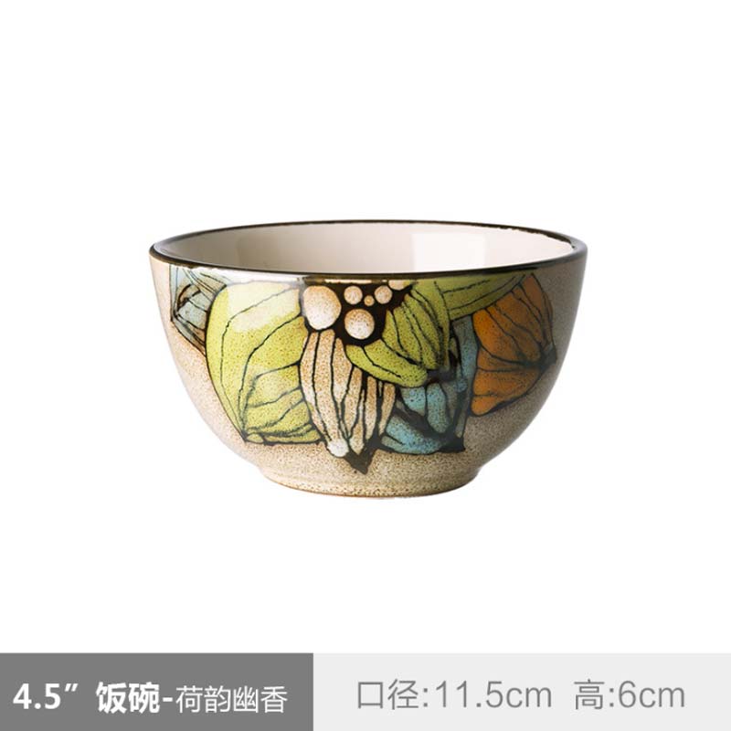 Japanse Keramische Kom Keramische Servies Keuken Soep Noodle Rijstkom 4.5 Inch Grote Ramen Kom Set Handgeschilderde Keramische kom: E