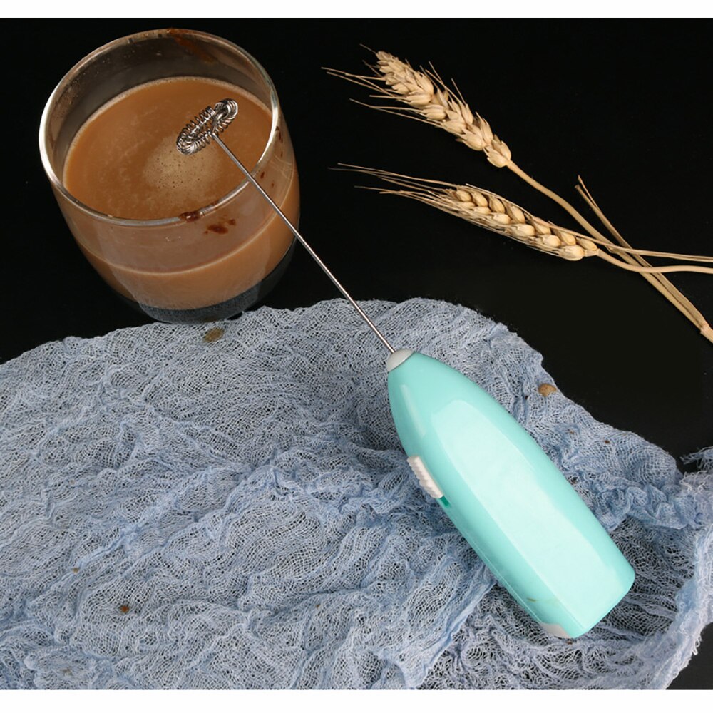 Mjölkskummare mixer 2 visp handhållen 3- hastighet mjölkskummare för cappuccino, äggvisp mini mixer latte cappuccino choklad: Blå