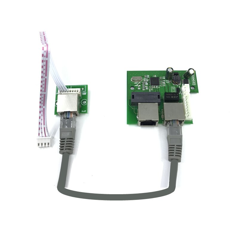 OEM factory direct mini fast 10 / 100mbps 3-port Ethernet network lan hub switch board two-layer pcb 3 rj45 5V 12V head port: 4Transfer module