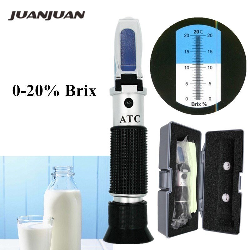 Scale 0-20% Brix Refractometer Sugar Concentration With ATC Sweetness Optics Tester Handheld Honey Meter for Milk Fruit 50%off