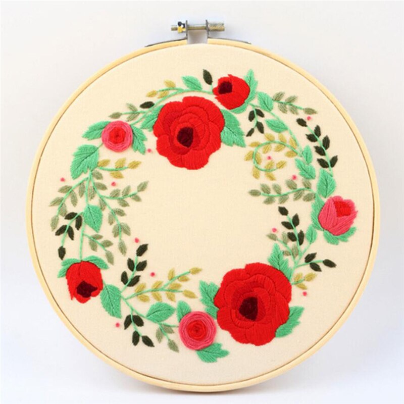 Glad krans diy broderi tyg nybörjare korsstygn uppsättning hand-sydd hantverk heminredning: Reste sig