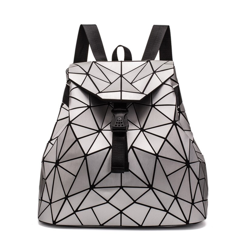 Women Drawstring Backpack Geometric Female Backpacks For Teenage Girls Bagpack Holographic Ladies bao School Bag Sac: Silver