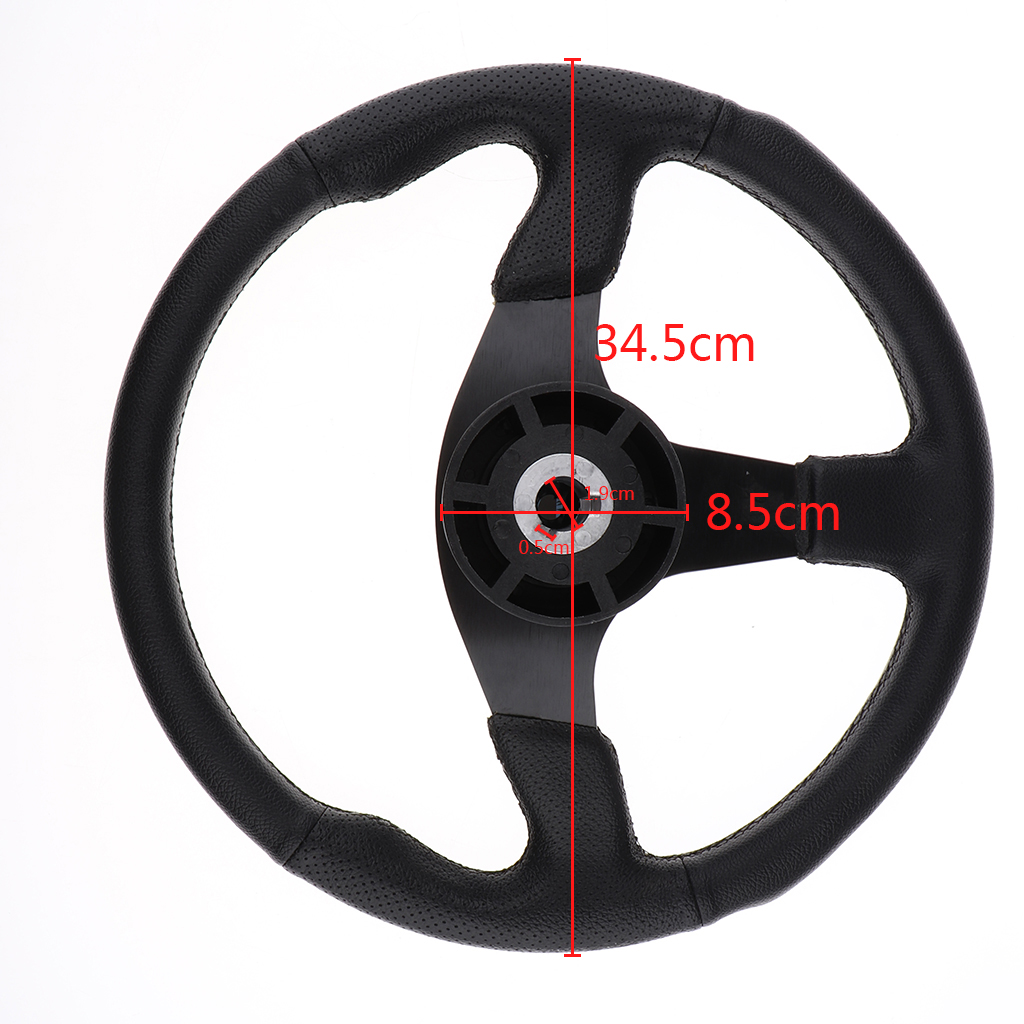 Universal Yacht Marine Pontoon Boat Steering Wheel 340mm 6 Bolts PU Material Soft Grip, Aluminum 3 Spoke 3/4 inch 19mm Shaft