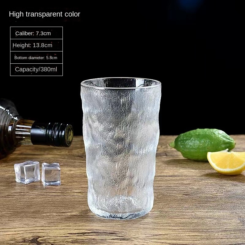 Gletsjer Glas Huishouden Japanse Stijl Water Cup Mannelijke Ontbijt Cup Ins Wind Bier Cup Sap Kopje Koffie Kopje Thee bar Benodigdheden: colorless-380ml