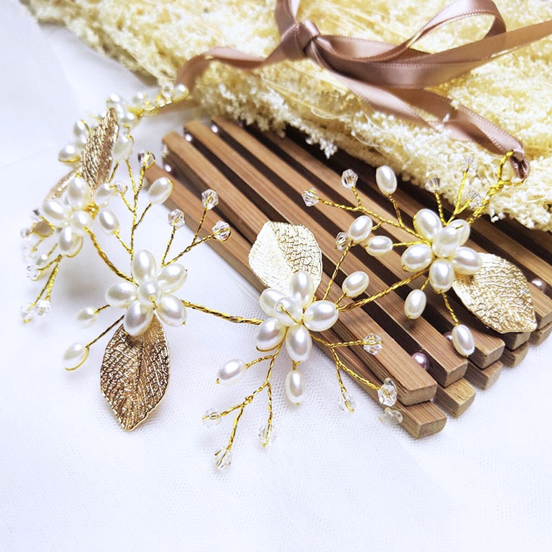 Wedding Headdress Bride Headpiece Crown Headwear Pearl Head Band Handmade Romantic Flower Hair Jewelry Accessories