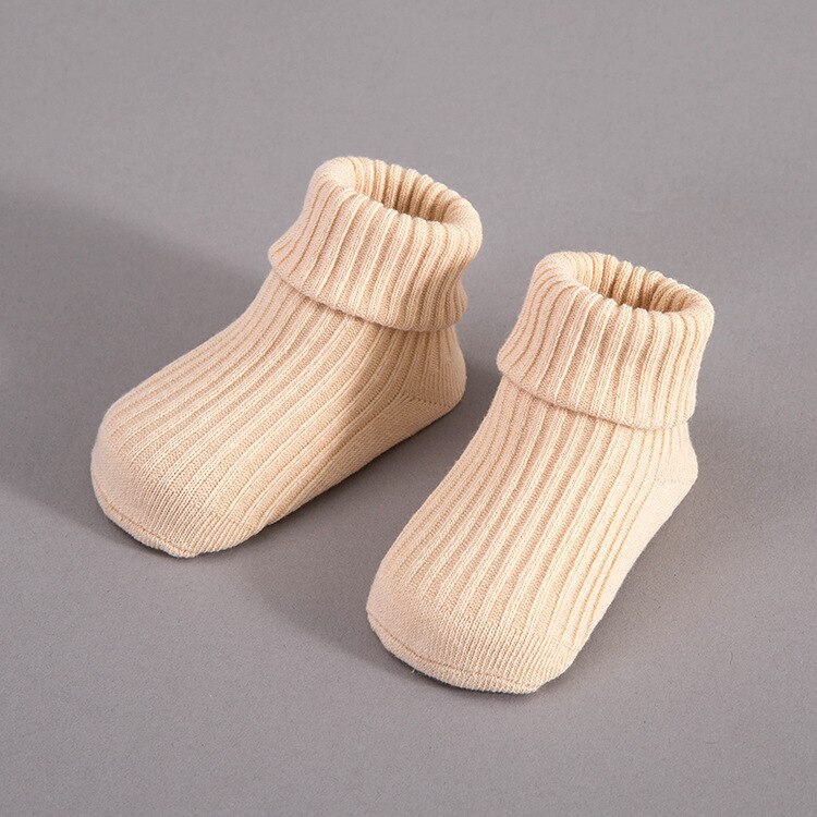 Våren anti-skli bomull strikkede babysokker med grussåler varme nyfødte lange sokker stripete gulvhødu sokker til smålåve sklisikre: kaki / 2-4 år gammel
