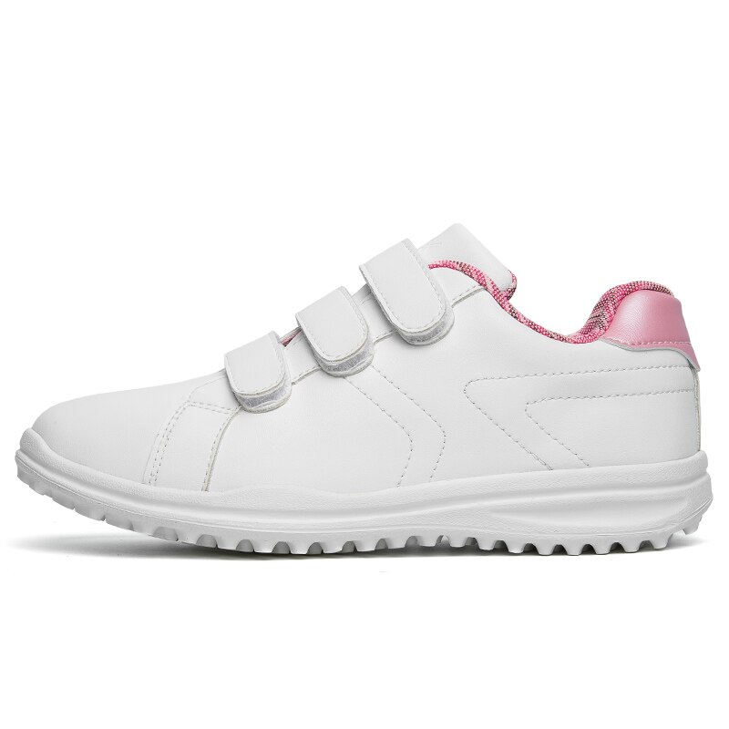 Waterproof Golf Shoes Women Girls Golf Training Sport Shoes Female Spiked Golf Shoes Kids Women Athletics Walking: White Pink Buckle / 6.5